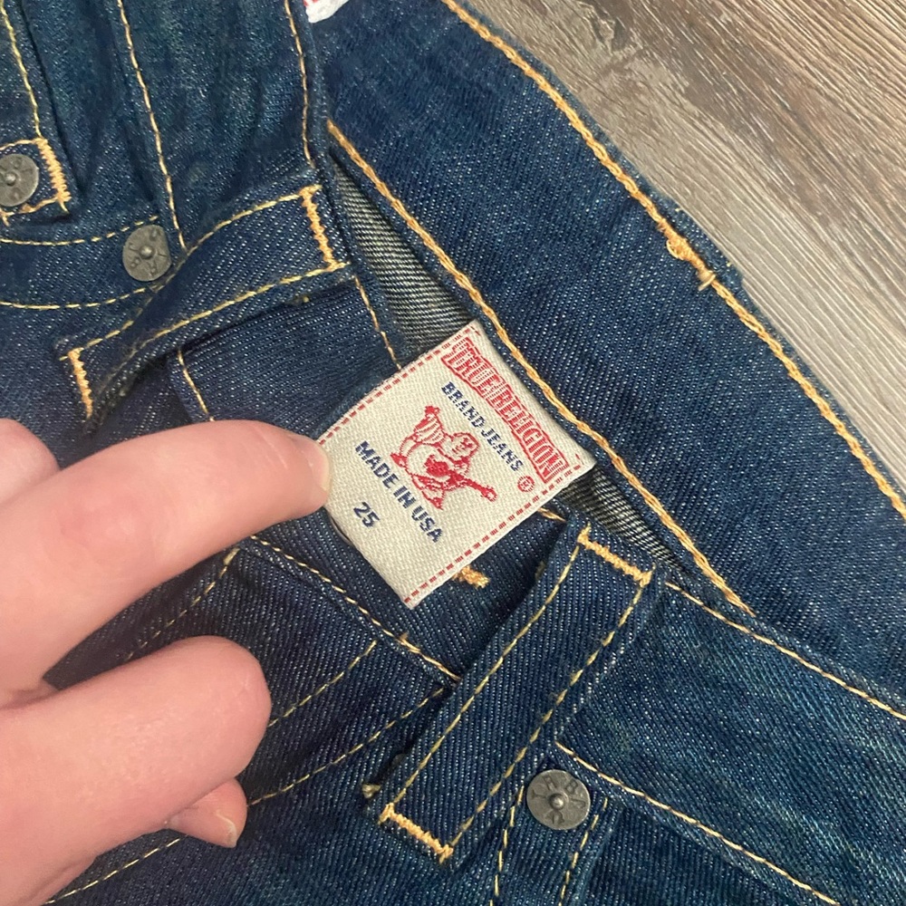 True Religion Dark Blue Wide Leg Flare Jeans - Picture 3 of 4